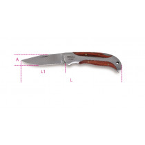 BETA 1778W Taitettava veitsi, puukahva. Pitimessä. Pituus avattuna 180mm