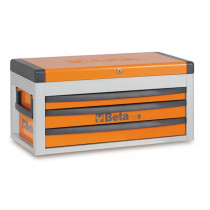 BETA C22S-O siirreltävä työkaluarkku avattavalla kannella ja 3:lla laatikolla, oranssi