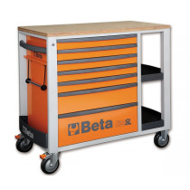 BETA C24SL-O liikuteltava työkaluvaunu 7:llä laatikolla ja sivutasoilla, oranssi