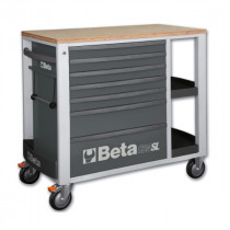 BETA C24SL-G liikuteltava työkaluvaunu 7:llä laatikolla ja sivutasoilla, harmaa