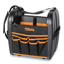 BETA 2104VU/0 työkalulaukku olkahihnalla ja kumipohjalla. Pakki on valmistettu teknisestä kankaasta. Paljon taskuja ja irroitettavat sisäpaneelit työkaluille. Mitat 360x330x260. Laukkuun sopii työkaluvalikoima 5915VU/0