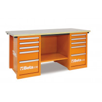 BETA C57S/C-O MASTERCARGO työpöytä kahdella laatikostolla, laatikot 588x367mm keskuslukituksella ja kuulalaakeroiduilla liukukiskoilla, korkeudet 90, 180 ja 280mm. Reitys valmiina ruuvipenkille. Laminaattikansi 1900x790mm. Oranssi